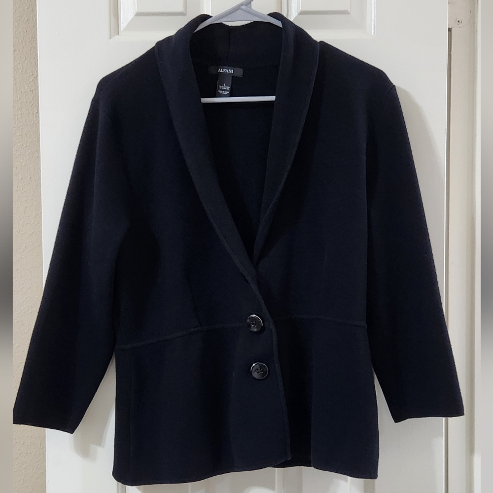 Sz L Alfani Black Knit Cardigan